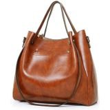 4 in 1 Dames Retro Handtas Fashion Grote Capaciteit Sub-Diagonal Bucket Bag (Zwart)