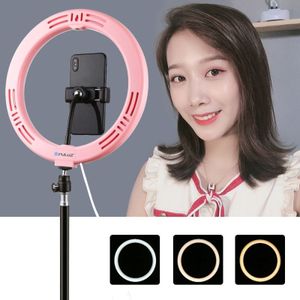 PULUZ 10 2 inch 26cm USB 3 Modes Dimable Dual Color Temperature LED Curved Diffuse Light Ring Vlogging Selfie Photography Video Lights with Phone Clamp(Pink) PULUZ 10.2 inch 26cm USB 3 Modes Dimable Dual Color Temperature LED Curved Diffuse Light Rin