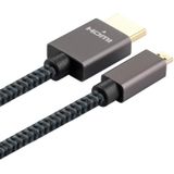 Ult-Unite Vergulde Hoofd HDMI Mannelijk naar Micro HDMI Mannelijke Nylon Gevlochten Kabel  Kabellengte: 2m (Zwart)