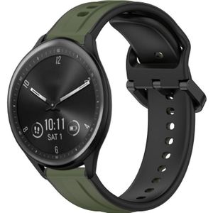 Voor Garmin Vivomove Sport 20 mm bolle lus tweekleurige siliconen horlogeband (donkergroen + zwart)