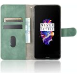 Voor OnePlus 5 Solid Color Skin Feel Magnetic Buckle Horizontale Flip Kalf Texture PU Lederen case met Holder & Card Slots & Wallet(Groen)