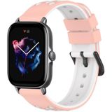 Voor Amazfit GTS 3 20 mm tweekleurige poreuze siliconen horlogeband (roze + wit)