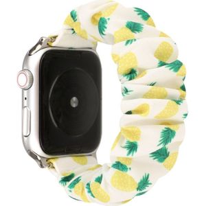 Voor Apple Watch Series 5 & 4 40mm / 3 & 2 & 1 38mm Cloth + Stainless Steel Hair Ring Watchband(Pineapple)