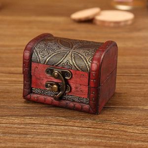 3 stks Retro Distressed Storage Houten Doos Bruiloft Candy Sieraden Opbergdoos  Grootte: 8x6.5x6cm (6039i koper)