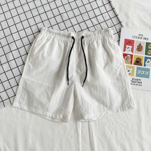 Zomer Losse Casual Solid Color Shorts Polyester Drawstring Beach Shorts voor mannen (Kleur: Wit Maat: L)