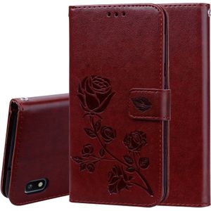Rose relif horizontale Flip PU lederen case voor Galaxy A10  met houder & kaartsleuven & portemonnee (bruin)