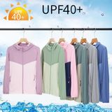 UPF40+ heren en dames zomer hoge elasticiteit ijszijde zonnebrandcrme kleding sportjas  maat: XXXL (lichtgroen-vrouwelijk)