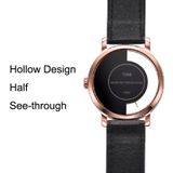 TOMI T080 Hollow Design half doorzichtige unisex quartz horloge (witte wijzerplaat roze schelp bruine band)