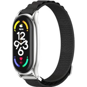 Voor Xiaomi Mi Band 7 / 7 NFC MIJOBS PLUS nylon ademende horlogeband (zwart zilver)