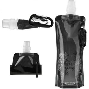 0.5 l Portable Ultralight opvouwbare siliconen water tas outdoor sportbenodigdheden wandelen camping zachte kolf waterdichte tas (zwart)