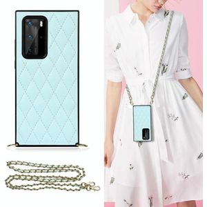 Voor Huawei P40 Pro Elegant Rhombic Pattern Microfiber Leather + TPU Shockproof Case met Crossbody Strap Chain