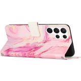 For Samsung Galaxy S23 Ultra 5G Crossbody Painted Marble Pattern Leather Phone Case(Rose Gold)