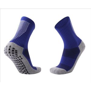 Volwassen dikke handdoek voetbal sokken antislip slijtvaste buis sokken  maat: gratis grootte (kleurrijk blauw)