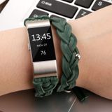 Voor Fitbit Charge 2 weven echte lederen vervangende band horlogeband (groen)