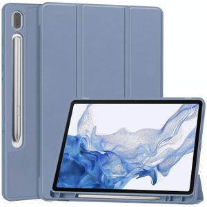 Voor Samsung Galaxy Tab S9 3-voudig Pure Color TPU Smart lederen tablethoes met pensleuf