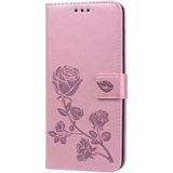 Rose relif horizontale Flip PU lederen case voor Galaxy A70  met houder & kaartsleuven & portemonnee (Rose goud)