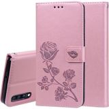 Rose relif horizontale Flip PU lederen case voor Galaxy A70  met houder & kaartsleuven & portemonnee (Rose goud)