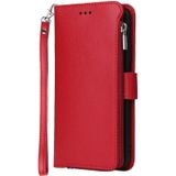 For Huawei P30 Microfiber Zipper Horizontal Flip Leather Case(Red)