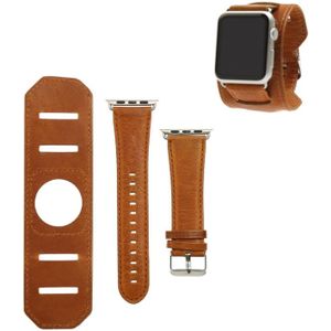 Voor Apple Watch 5 & 4 44mm / 3 & 2 & 1 42mm Crazy Horse Texture Bracelet Watchband(Lichtbruin)