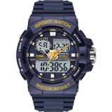 Sanda 6025 Dual Time Digital Display Lichtgevende Kalender Waterdicht Multifunctioneel Mannen Sport Quartz Horloge (Sapphire Blue)