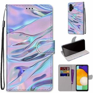 For Samsung Galaxy A13 4G Coloured Drawing Cross Texture Horizontal Flip PU Phone Leather Case with Holder & Card Slots & Wallet & Lanyard(Colorful Layer(Fluorescent Water Pattern)