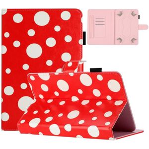 Leren tablethoes van 8 inch met stippenpatroon (rood-witte stip)