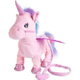 Elektrische wandelen Unicorn pluche speelgoed kinderen gevuld dierlijke Toy elektronische muziek Unicorn speelgoed Kerstmis geschenken 35 cm roze