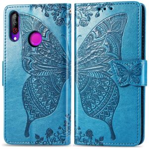 Butterfly Love bloemen relif horizontale Flip lederen case voor LG B30 met houder & kaartsleuven & portemonnee & Lanyard (blauw)