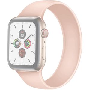Voor Apple Watch Series 6 & SE & 5 & 4 44mm / 3 & 2 & 1 42mm Solid Color Elastic Siliconen Vervangende Polsbandje  Maat:M 143mm(Roze)