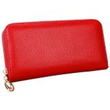 906 antimagnetische RFID Litchi textuur vrouwen grote capaciteit hand portemonnee portemonnee telefoon tas met kaartsleuven (rood)