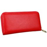 906 antimagnetische RFID Litchi textuur vrouwen grote capaciteit hand portemonnee portemonnee telefoon tas met kaartsleuven (rood)