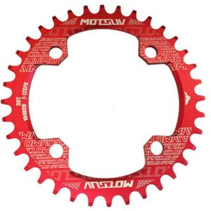 MOTSUV ronde smalle brede Chainring MTB fiets 104BCD tand plaat onderdelen elliptische plaat 34T (rood)