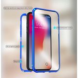 Voor iPhone XS Max Ultra Slim Dubbele zijkanten Magnetische Adsorption Hoekige Frame Tempered Glass Magnet Flip Case (Blauw)
