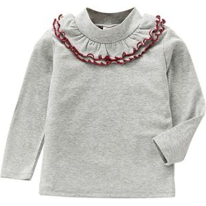 Lente meisjes effen kleur Lace ronde hals Bottoming shirt kinderen kleding  hoogte: 120cm (grijs)