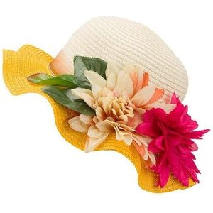 Zon hoeden zomer hoeden bloem grote Dakransjes stro strand GLB stro hoed (geel)