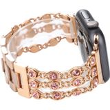 Cowboy ketting met roze diamant armbanden voor Apple Watch-serie 4 & 3 & 2 & 1 38mm & 40mm (Rose goud)