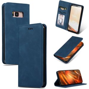 Retro huid voelen Business magnetische horizontale Flip lederen case voor Galaxy S8 (marineblauw)