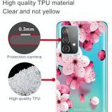 Voor Samsung Galaxy A52 5G gekleurd tekenpatroon zeer transparante TPU beschermhoes (kersenbloesems)