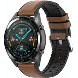 22mm Siliconen lederen vervangende band horlogeband voor Huawei Watch GT 2 46mm(Bruin)