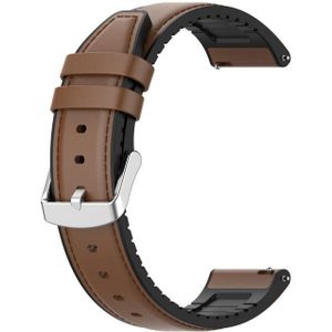 22mm Siliconen lederen vervangende band horlogeband voor Huawei Watch GT 2 46mm(Bruin)