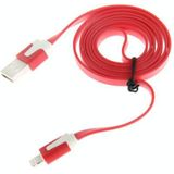 Platte Noodle Stijl USB Sync Data / laad Kabel voor iPhone 6 / 6S & 6 Plus / 6S Plus, iPhone 5 & 5S & 5C, iPad Air, iPad mini, mini 2 Retina, Kabel Lengte: 2 meter (rood)