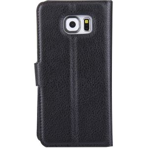 Voor Samsung Galaxy S6 / G920 Litchi structuur horizontaal flip lederen hoesje met houder & opbergruimte voor pinpassen & portemonnee(zwart)