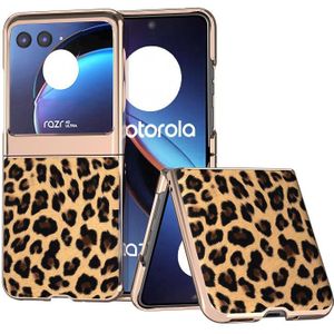 Voor Motorola Razr 40 Ultra Nano Plating Leopard Print Phone Case (Goud)