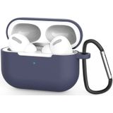 Voor AirPods Pro 3 Siliconen draadloze oortelefoon beschermhoes met Lanyard Hole & Carabiner(Blauw)