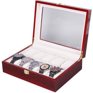 Houten bakverf watch box sieraden opslag display box (10-bit verf)