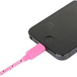 Geweven nylon stijl USB Data Transfer / laad Kabel voor iPhone 6 / 6S & 6 Plus / 6S Plus, iPhone 5 & 5S & 5C, Kabel lengte: 2 meter (roze)