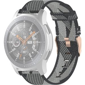 22mm Stripe Weave Nylon Polsband horlogeband voor Galaxy Watch 46mm / Gear S3 (Grijs)