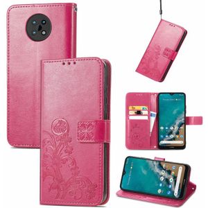 Voor Nokia G50 vier-blad gesp in relif gemaakte lederen tas met lanyard & card slots & portemonnee & houder