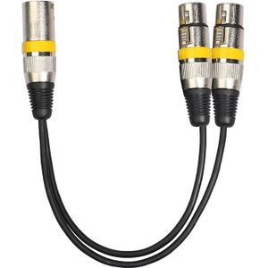 2055MFK-03 2 In1 XLR male naar dubbele vrouwelijke microfoon audio kabel  lengte: 0.3 m (geel)