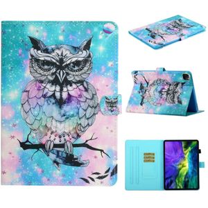 Voor iPad 11 Pro (2020) Painted Car Line TPU Horizontale Flip Lederen case met Holder & Card Slot & Sleep / Wake-up Functie(Owl)